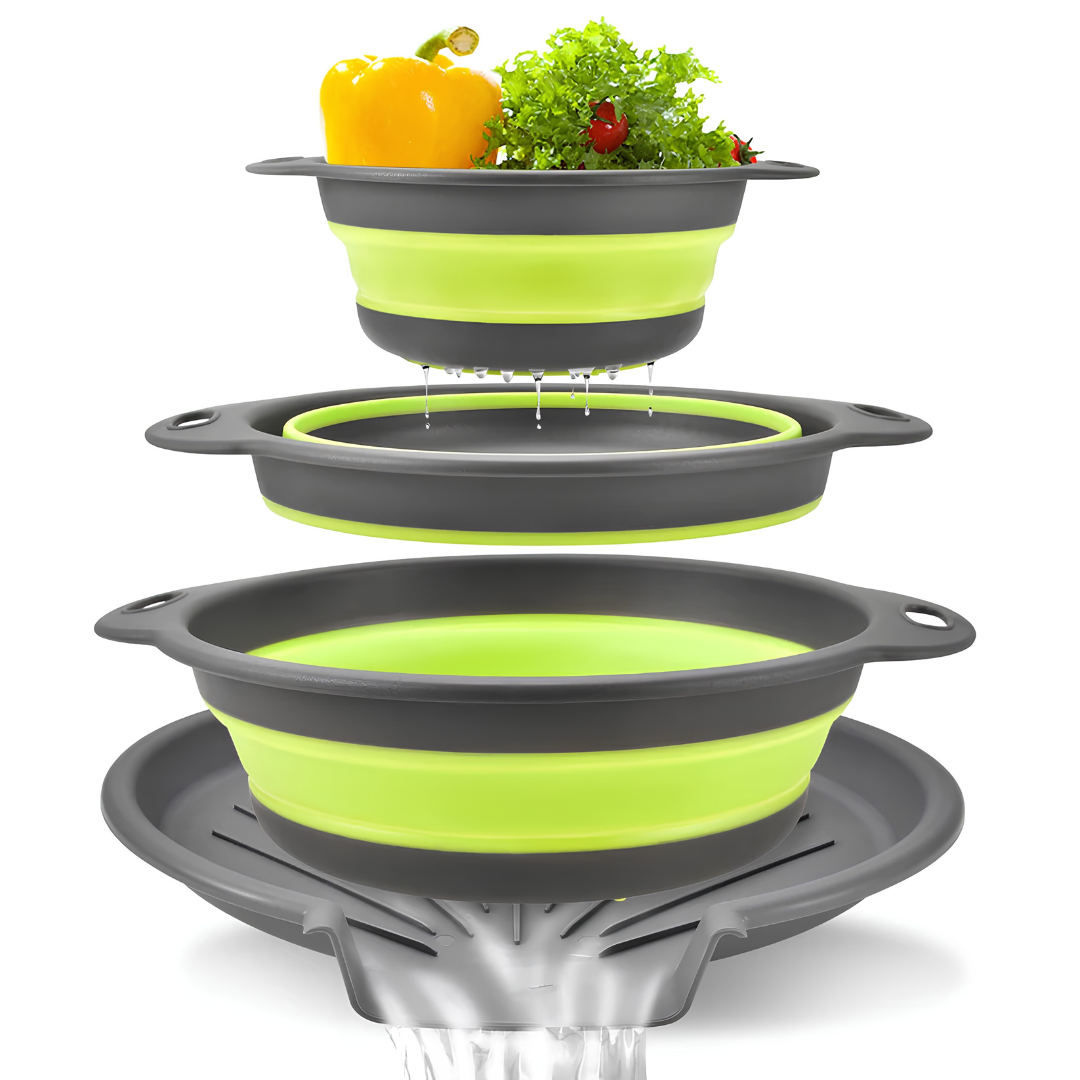 🔥 BLACK FRIDAY 70% OFF ⏰ 4-Piece Self-Draining Collapsible Colander Set 🥗