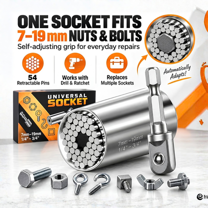 🔥 HOT SALE 49% OFF ⚙️ 2026 NEW 7–19mm Self-Adjusting Universal Socket Tool for Nuts & Bolts 🧰