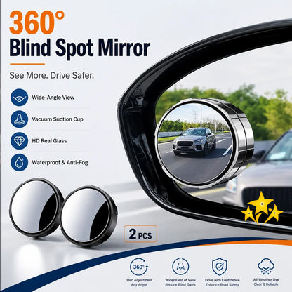 💥LIMITED DEAL 70%OFF💥 2-Pack Blind Spot Mirrors – 360° Adjustable Wide-Angle Rearview Safety Mirrors