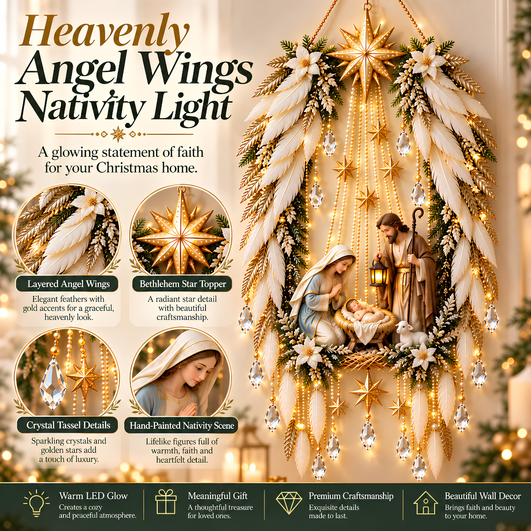 ✨ TODAY ONLY – 50% OFF! 👼 Heavenly Angel Wings Nativity Light 🪽