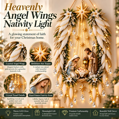 ✨ TODAY ONLY – 50% OFF! 👼 Heavenly Angel Wings Nativity Light 🪽
