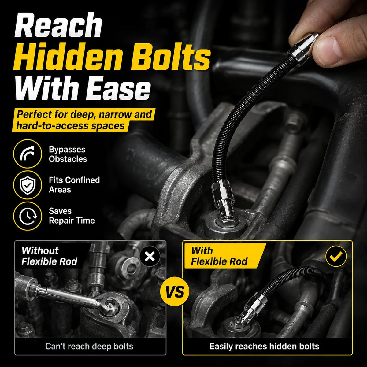 🚗 49% OFF 🔥 Flexible Socket Extension Rod Tool Set For Tight Spaces