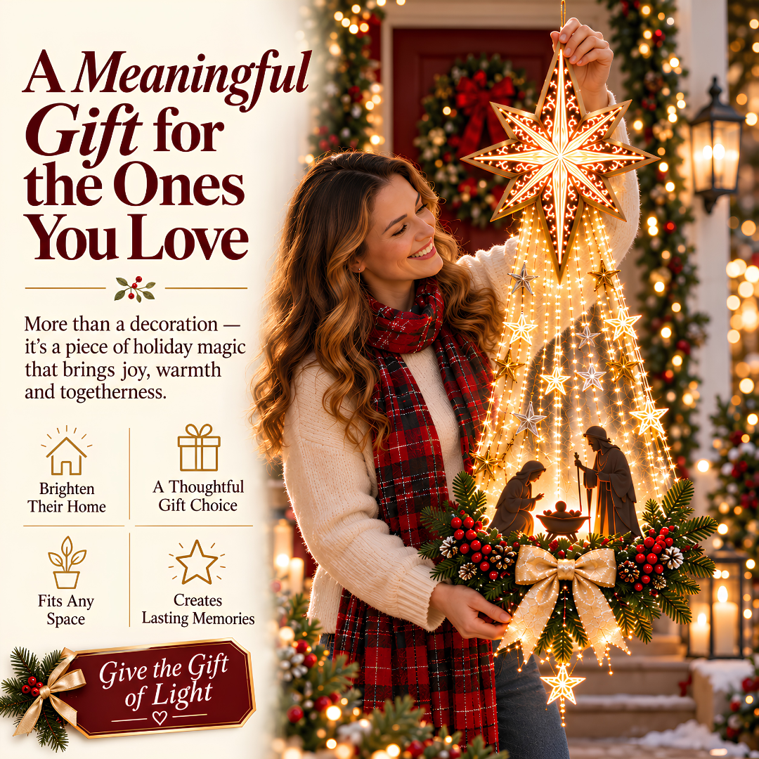 ✨ Last Day – 50% OFF! ✝️ Bethlehem Star of Faith – Lighted Nativity Wall Decor