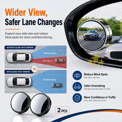 💥LIMITED DEAL 70%OFF💥 2-Pack Blind Spot Mirrors – 360° Adjustable Wide-Angle Rearview Safety Mirrors