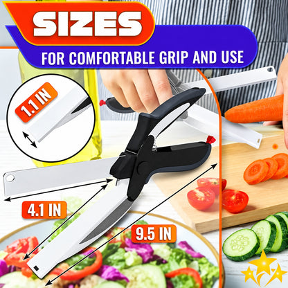 🔪 SALE 70% OFF ✂️ 2026 Upgraded 2-in-1 Kitchen Scissors with Built-In Cutting Board – Stainless Steel, Safety Lock