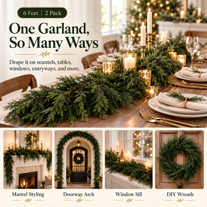 🚨 CLEARANCE SALE - 50% OFF 🎄 6ft Luxury Real-Touch Cedar Garland (2pcs/set)