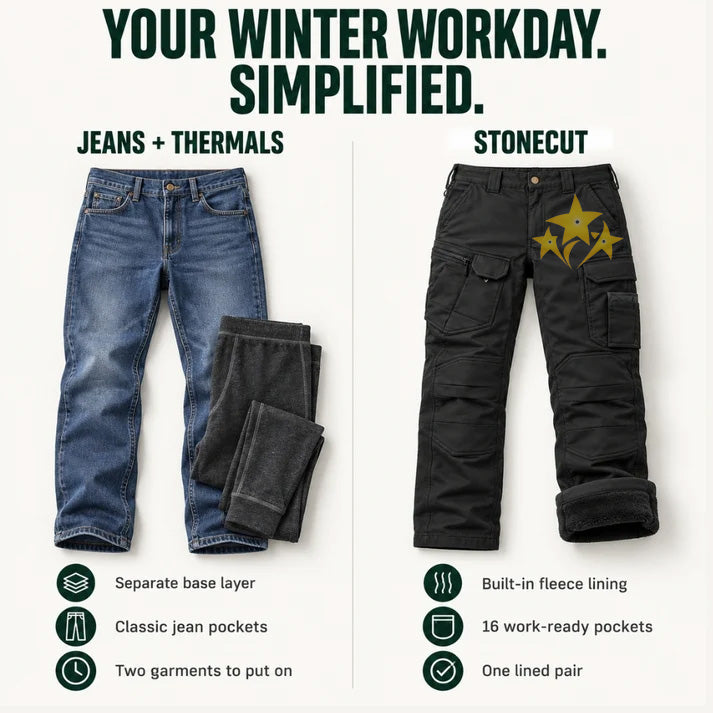 Precision ThermoGuard™ Fleece-Lined Work Pants | Built for Cold Workdays