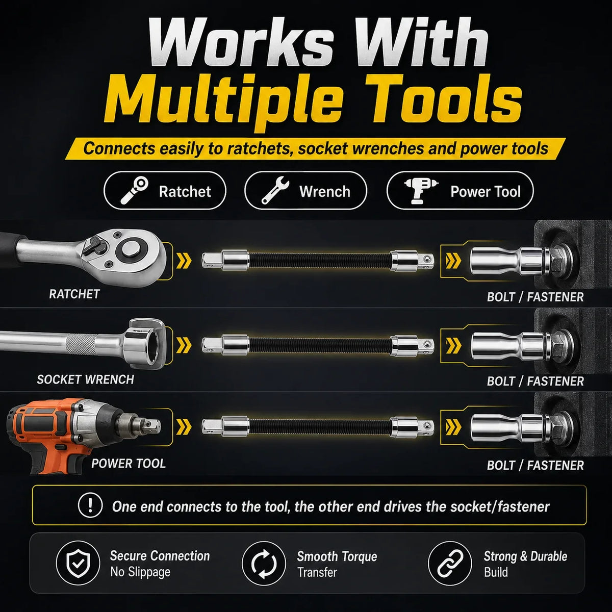 🚗 49% OFF 🔥 Flexible Socket Extension Rod Tool Set For Tight Spaces