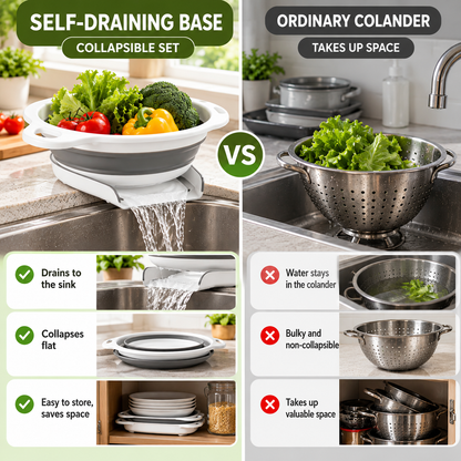 🔥 BLACK FRIDAY 70% OFF ⏰ 4-Piece Self-Draining Collapsible Colander Set 🥗