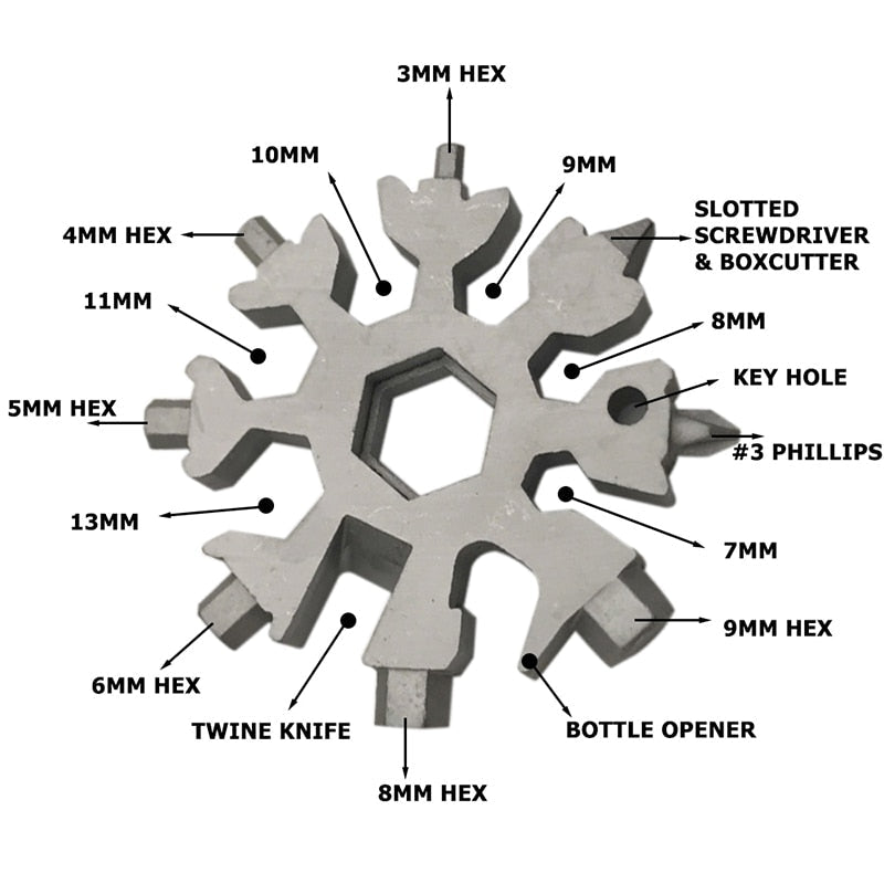 ❄️Snowflake - MultiTool 18-in-1 Stainless Steel Portable for Outdoor Adventure❄️
