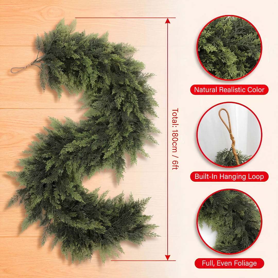 🚨 CLEARANCE SALE - 50% OFF 🎄 6ft Luxury Real-Touch Cedar Garland (2pcs/set)
