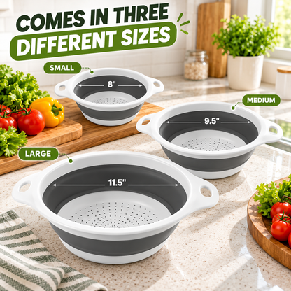 🔥 BLACK FRIDAY 70% OFF ⏰ 4-Piece Self-Draining Collapsible Colander Set 🥗
