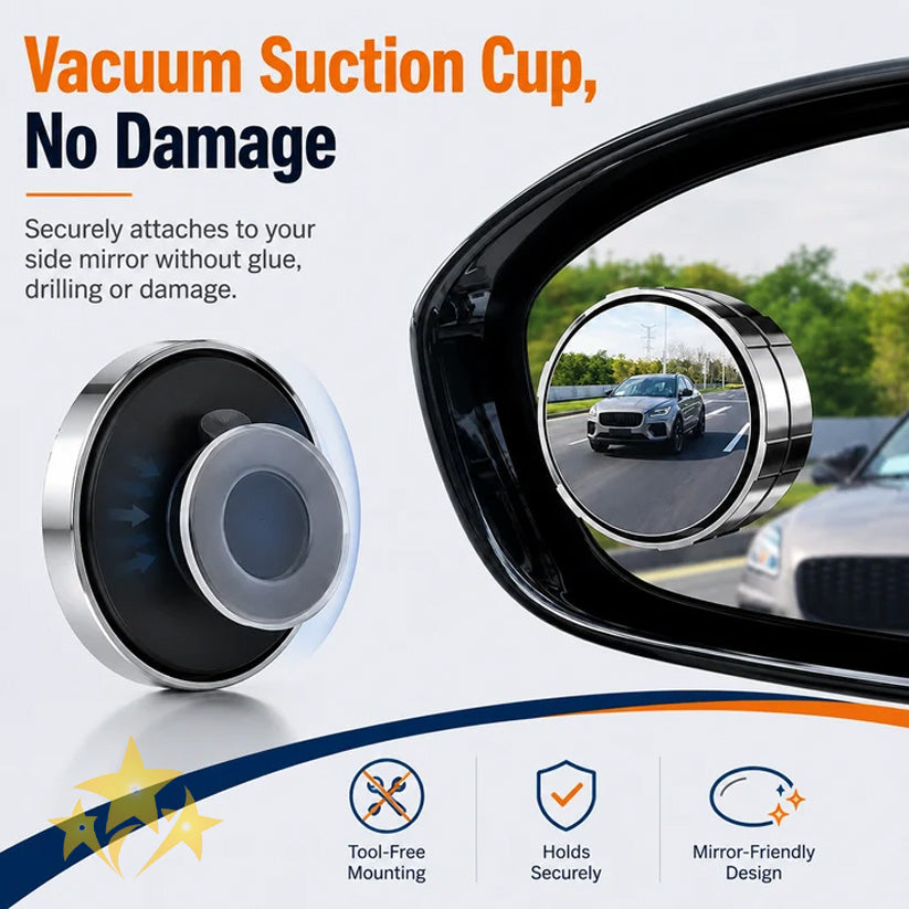 💥LIMITED DEAL 70%OFF💥 2-Pack Blind Spot Mirrors – 360° Adjustable Wide-Angle Rearview Safety Mirrors