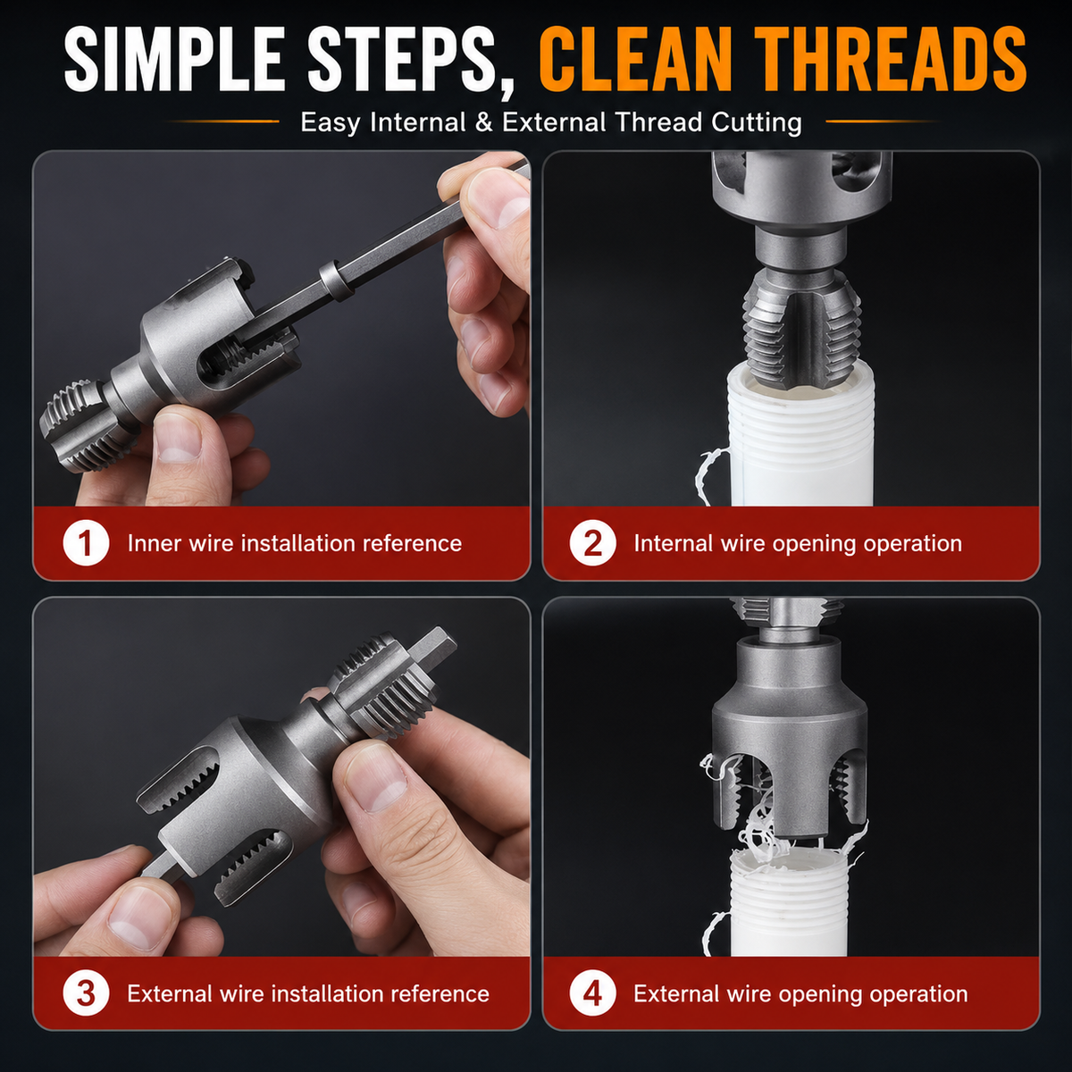 🔥2026 LIMITED SALE 70% OFF 🔧 Drill-Powered Pipe Thread Cutting Bit - Internal & External Threading for 1/2" & 3/4" Plastic Pipes
