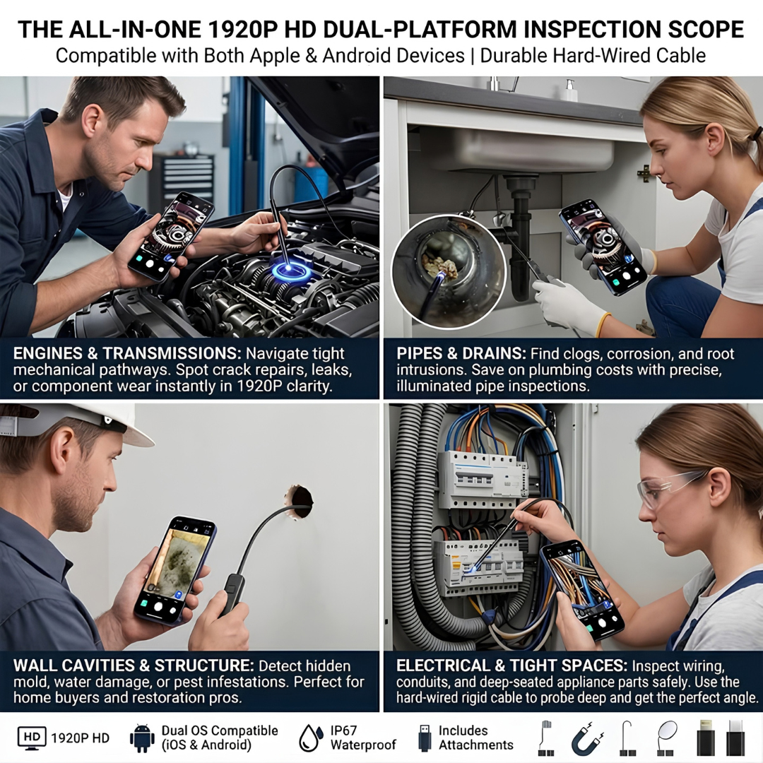 🔥 49% OFF TODAY ONLY ⏰ 1920P HD Automotive Diagnostic Endoscope 🔎