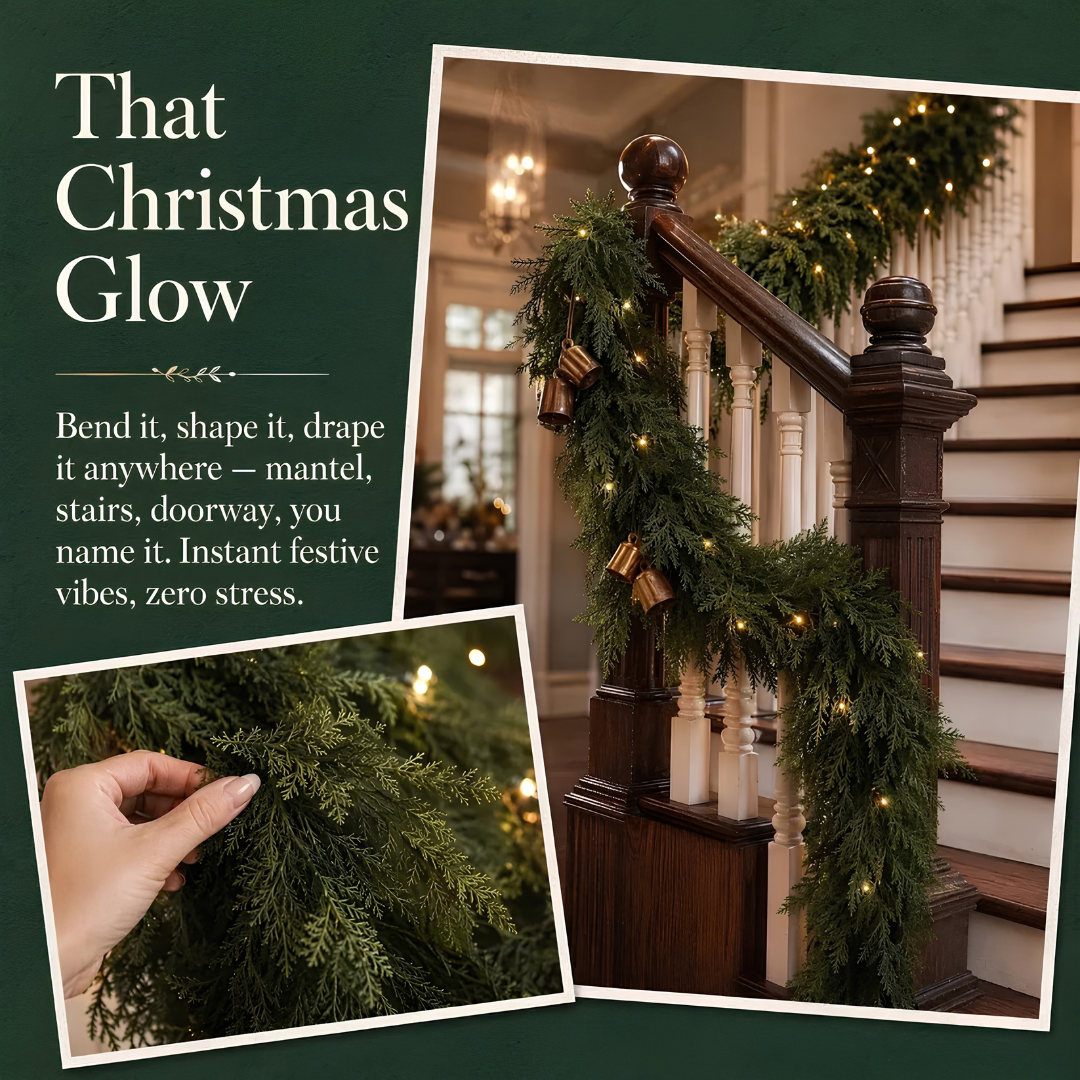 🚨 CLEARANCE SALE - 50% OFF 🎄 6ft Luxury Real-Touch Cedar Garland (2pcs/set)