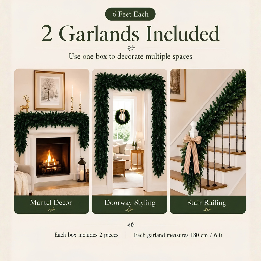 🚨 CLEARANCE SALE - 50% OFF 🎄 6ft Luxury Real-Touch Cedar Garland (2pcs/set)