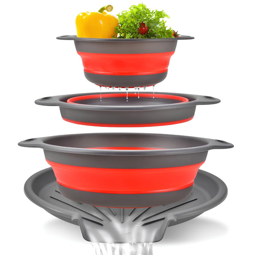 🔥 BLACK FRIDAY 70% OFF ⏰ 4-Piece Self-Draining Collapsible Colander Set 🥗