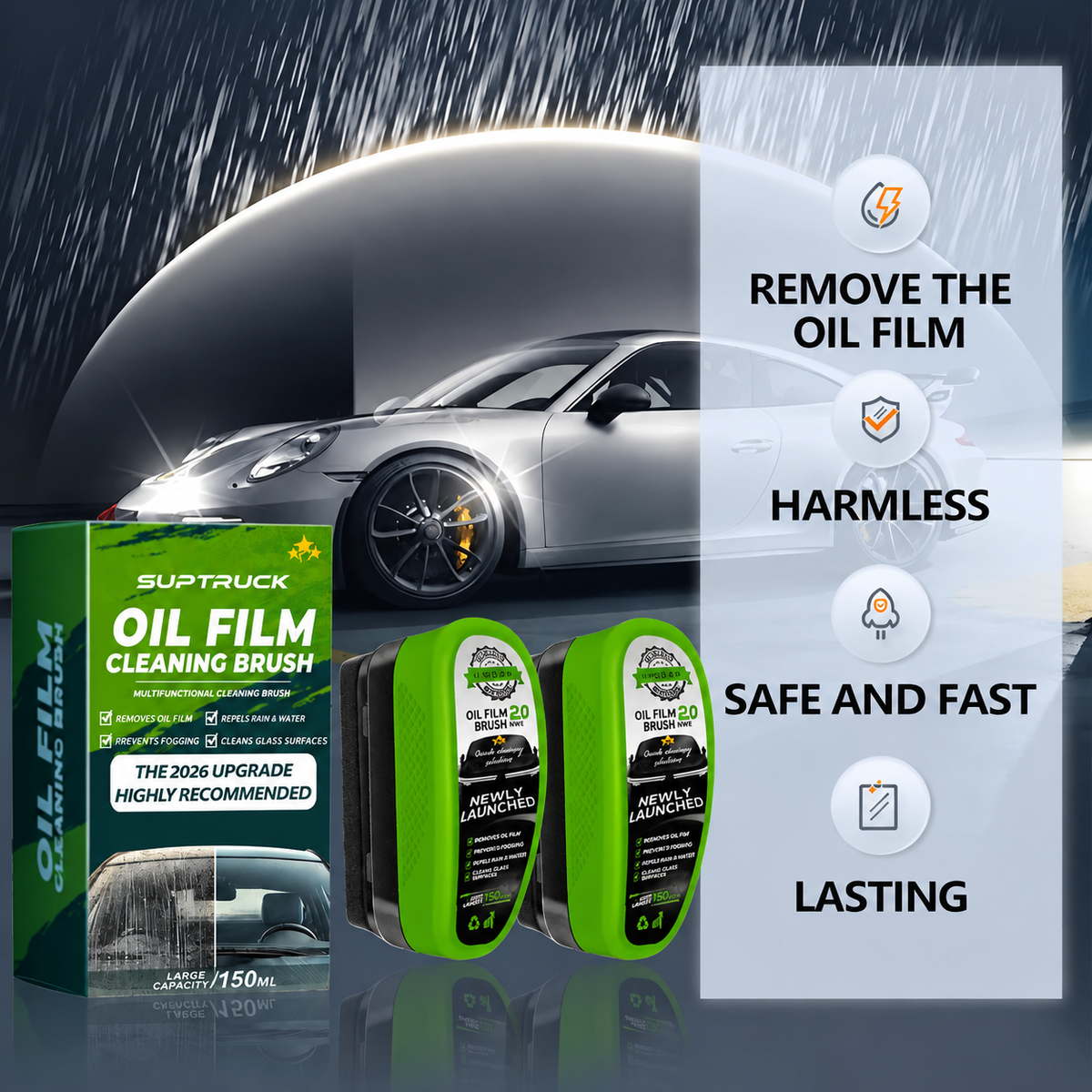 💥 Early Christmas 70% ️OFF 🚗 2026 Upgraded 2.0 Suptruck Oil Film Cleaning Brush 💦 Drive Safer, See Clearer