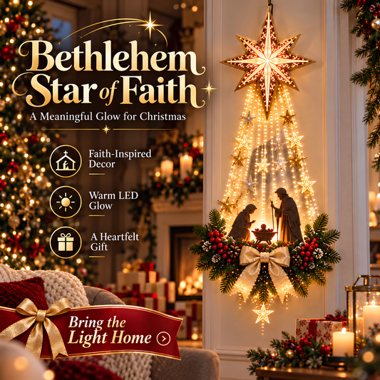 ✨ Last Day – 50% OFF! ✝️ Bethlehem Star of Faith – Lighted Nativity Wall Decor